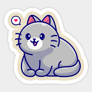 Cute Cat Sitting Cartoon Sticker